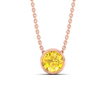 Load image into Gallery viewer, 4-ct-fancy-lab-grown-round-vived-yellow-bezel-stone-pendant-in-rose-gold-fdpd10538rogvyellowangle1-4.00ct-nl-rg.jpg?v=1785906888