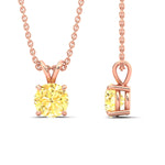 Load image into Gallery viewer, 4-ct-four-prong-fancy-lab-grown-round-vived-yellow-stone-pendant-in-rose-gold-fdpd8469rogvyellowangle3-4.00ct-nl-rg.jpg?v=1786081185