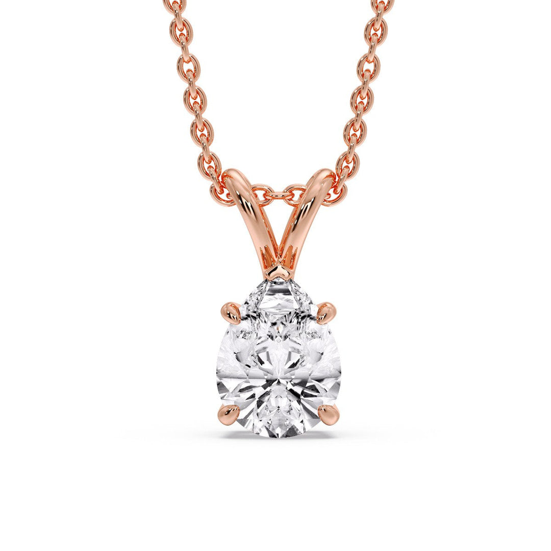 Color Lab Fancy Pear Shaped Diamond Solitaire Pendant