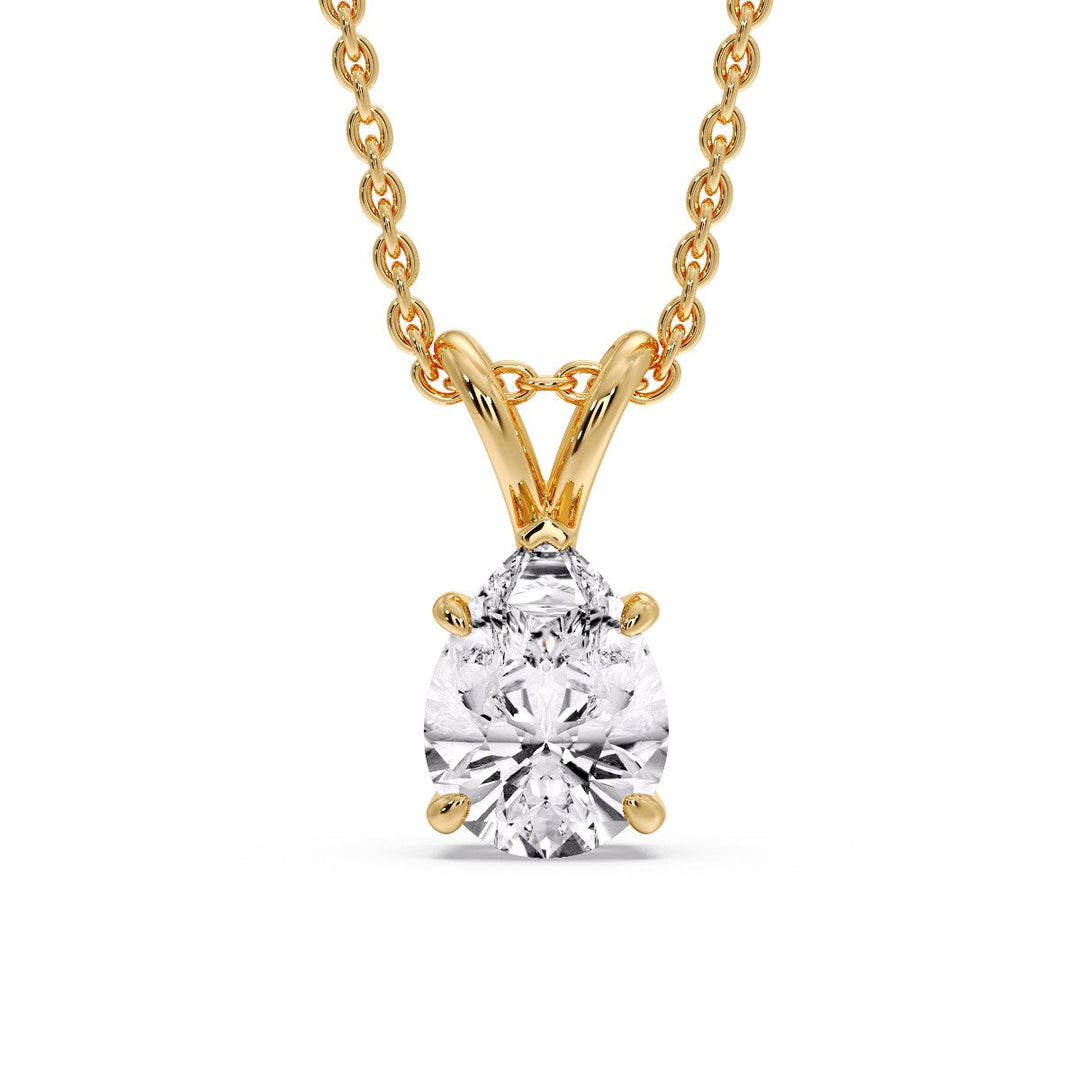 Color Lab Fancy Pear Shaped Diamond Solitaire Pendant