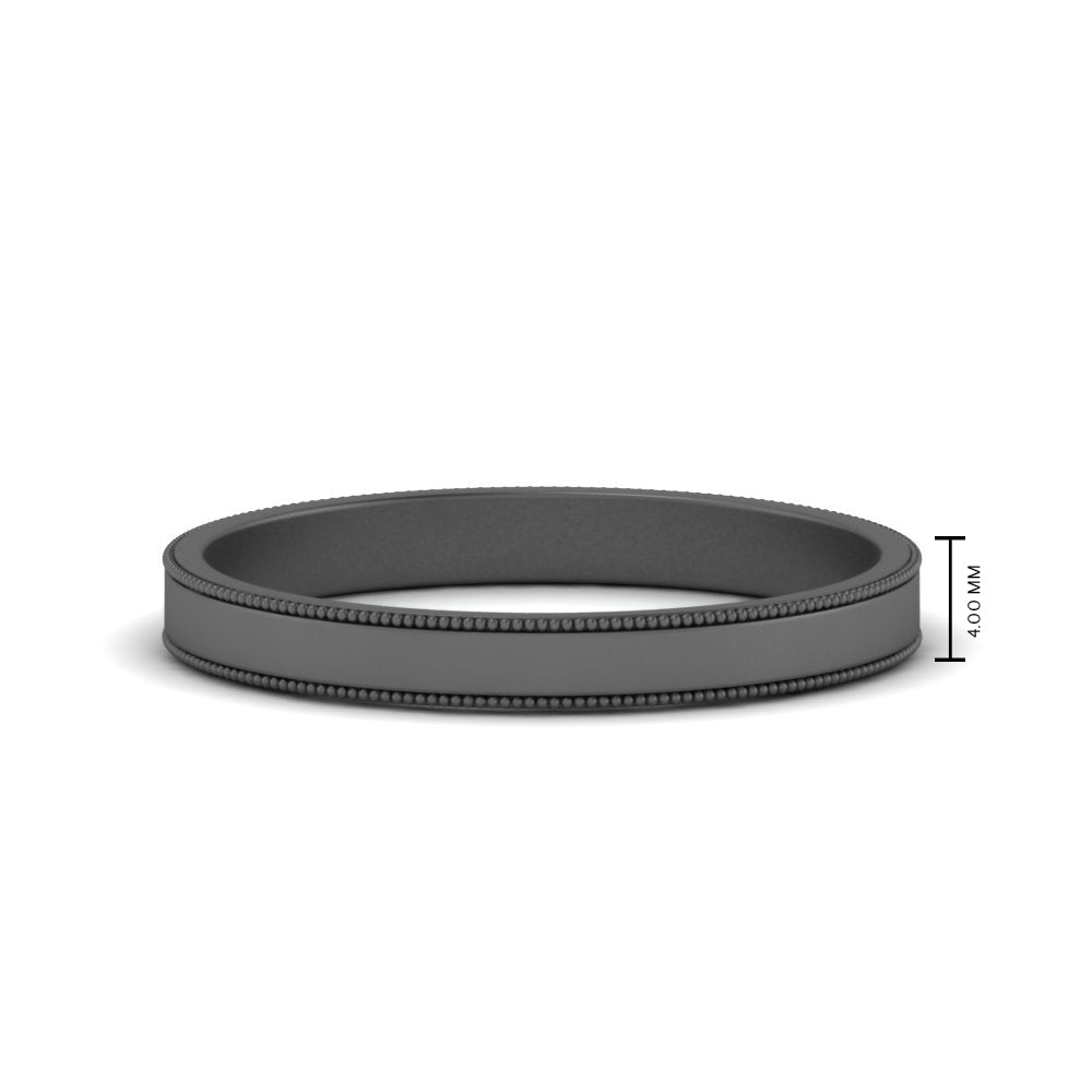 Flat Milgrain Stackable Mens Wedding Band In 14K Black Gold | Cuts & Carat