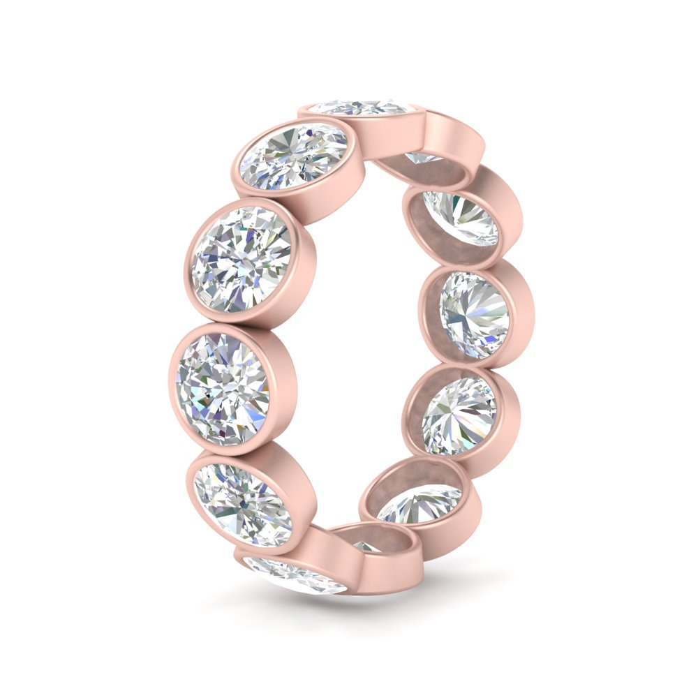 Bezel Lab Diamond Rount Cut Eternity Women Ring In 14K Rose Gold | Cuts & Carat