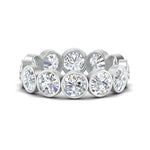 Load image into Gallery viewer, Bezel Lab Diamond Rount Cut Eternity Women Ring In 14K White Gold | Cuts &amp; Carat
