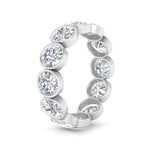 Load image into Gallery viewer, Bezel Lab Diamond Rount Cut Eternity Women Ring In 14K White Gold | Cuts &amp; Carat
