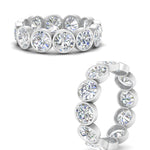 Load image into Gallery viewer, Bezel Lab Diamond Rount Cut Eternity Women Ring In 14K White Gold | Cuts &amp; Carat
