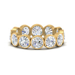 Load image into Gallery viewer, Bezel Lab Diamond Rount Cut Eternity Women Ring In 14K Yellow Gold | Cuts &amp; Carat
