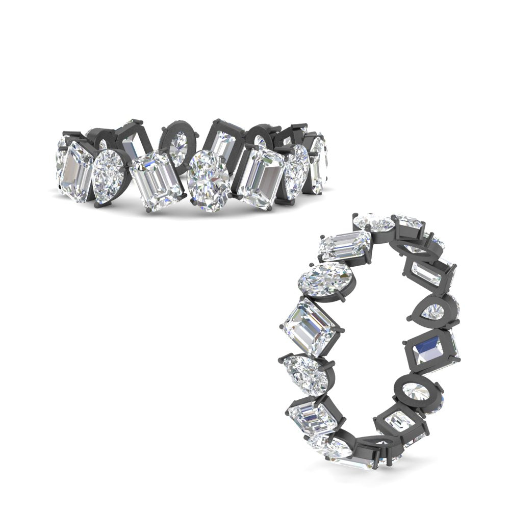 4.80 Carat Fancy Eternity Lab Diamond Wedding Band For Women In 14K Black Gold | Cuts & Carat