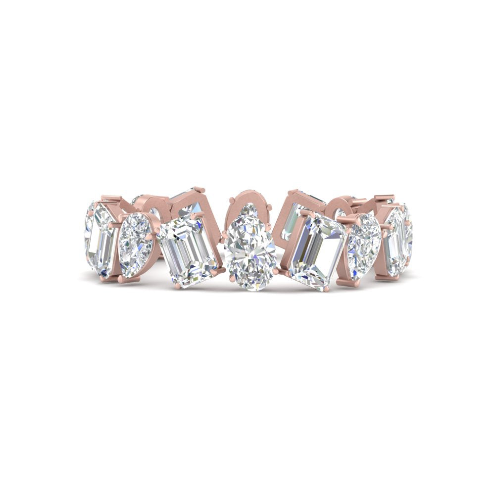 4.80 Carat Fancy Eternity Lab Diamond Wedding Band For Women In 14K Rose Gold | Cuts & Carat