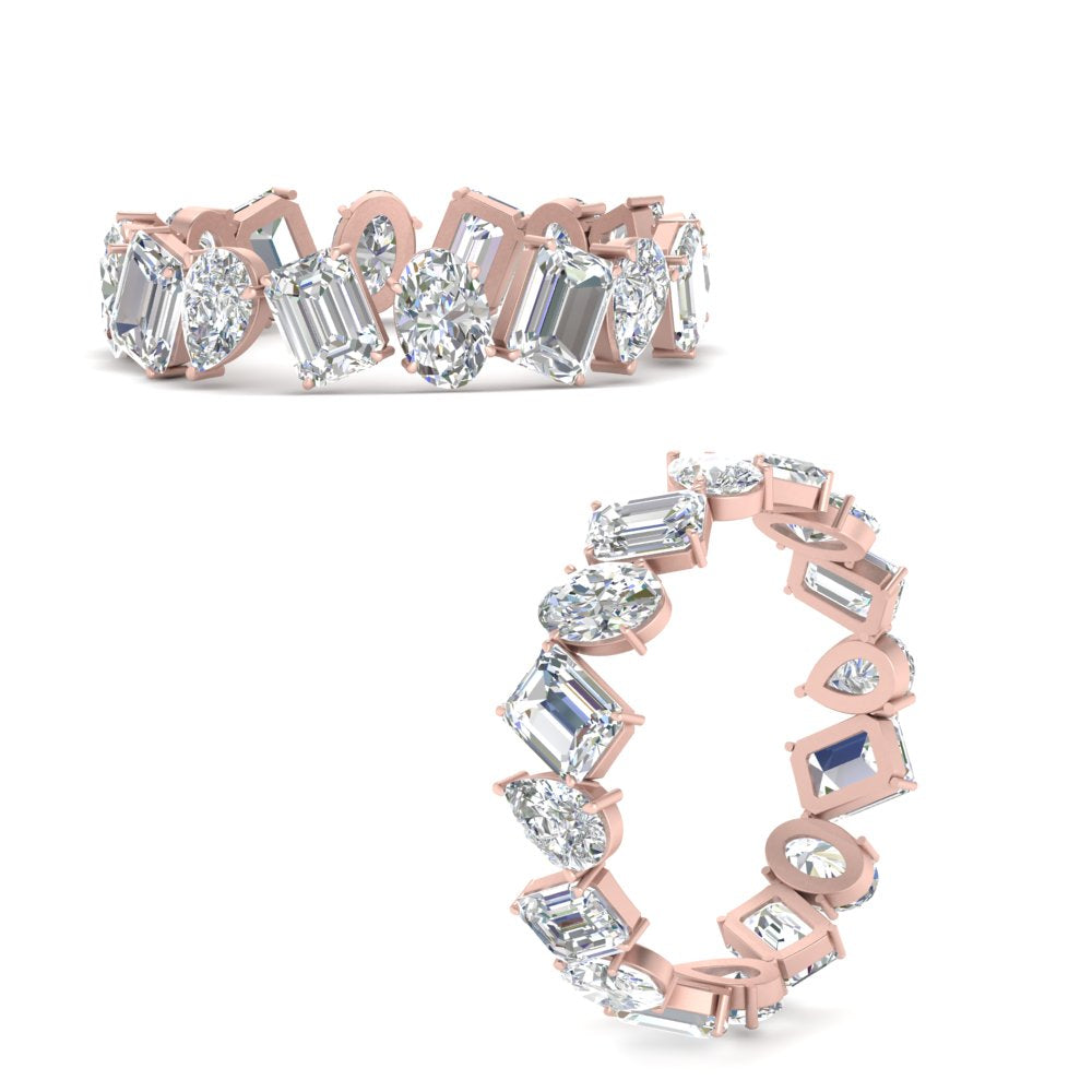4.80 Carat Fancy Eternity Lab Diamond Wedding Band For Women In 14K Rose Gold | Cuts & Carat