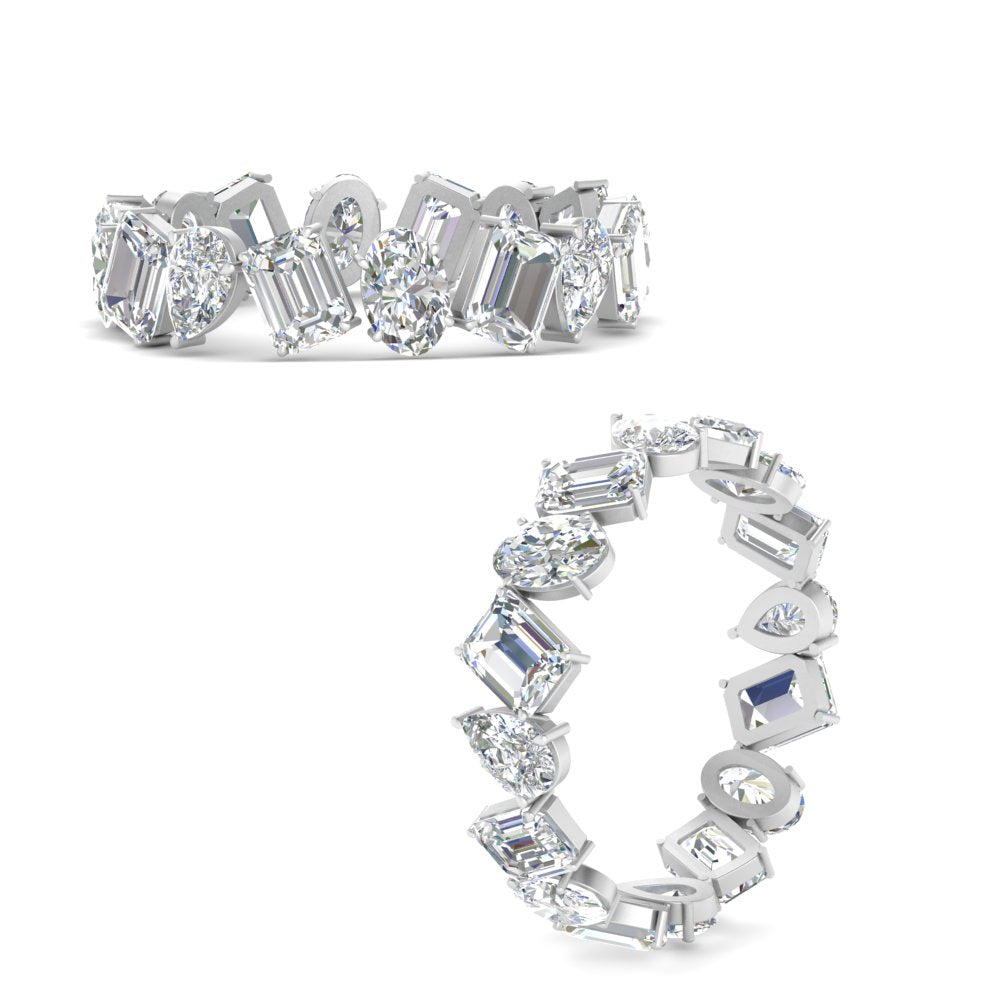 4.80 Carat Fancy Eternity Lab Diamond Wedding Band For Women In 14K White Gold | Cuts & Carat