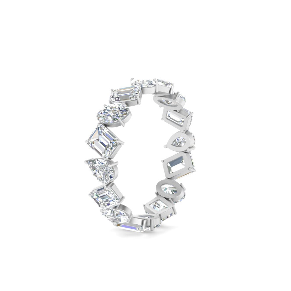 4.80 Carat Fancy Eternity Lab Diamond Wedding Band For Women In 14K White Gold | Cuts & Carat
