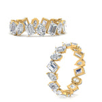 Load image into Gallery viewer, 4.80 Carat Fancy Eternity Lab Diamond Wedding Band For Women In 14K Yellow Gold | Cuts &amp; Carat

