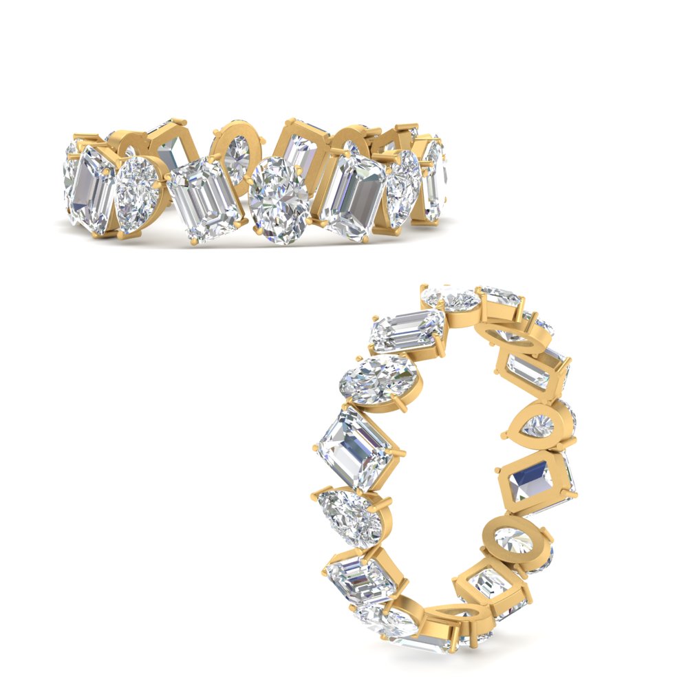 4.80 Carat Fancy Eternity Lab Diamond Wedding Band For Women In 14K Yellow Gold | Cuts & Carat