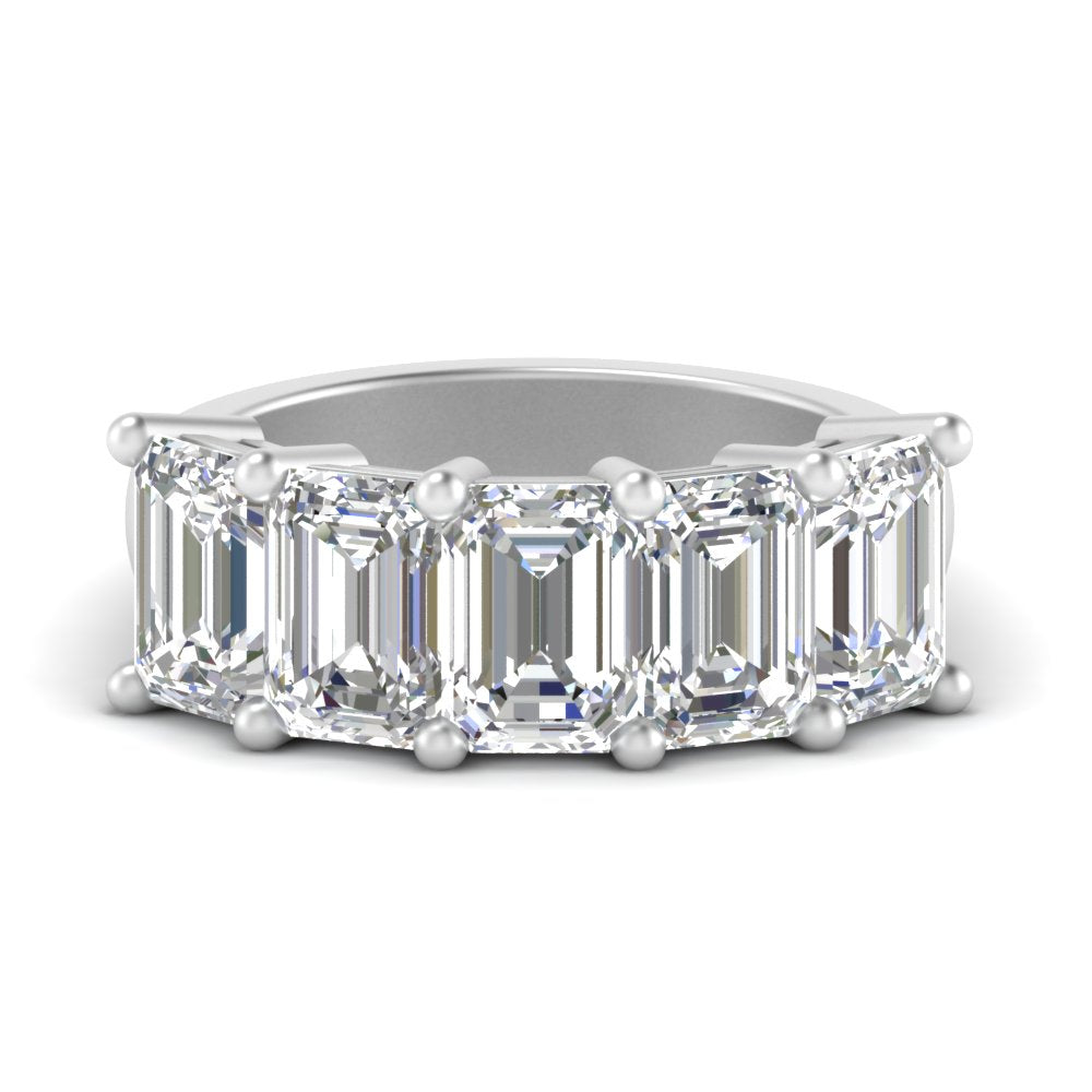Five Stone Emerald Cut Lab Diamond Ring 14K Gold