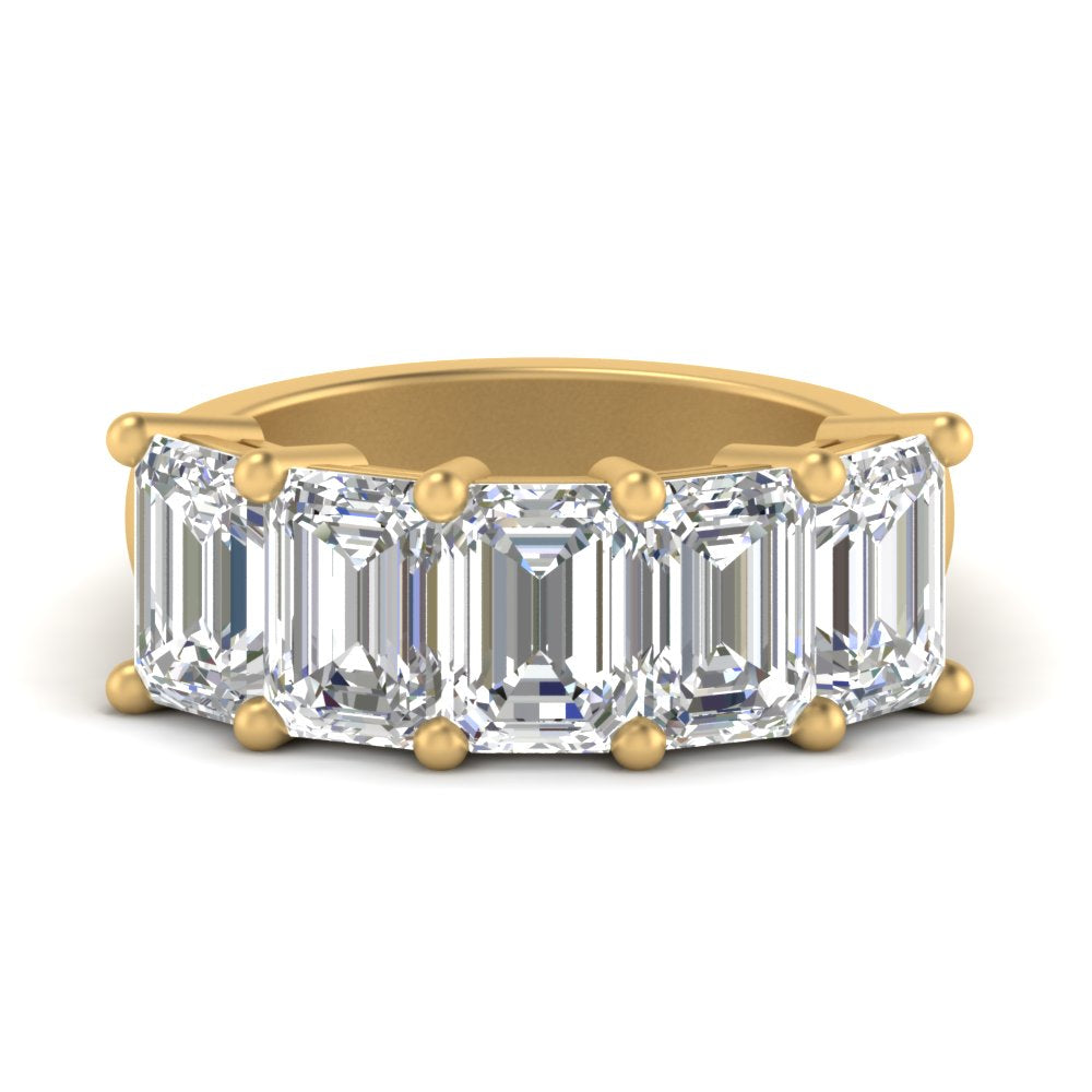 Five Stone Emerald Cut Lab Diamond Ring 14K Gold