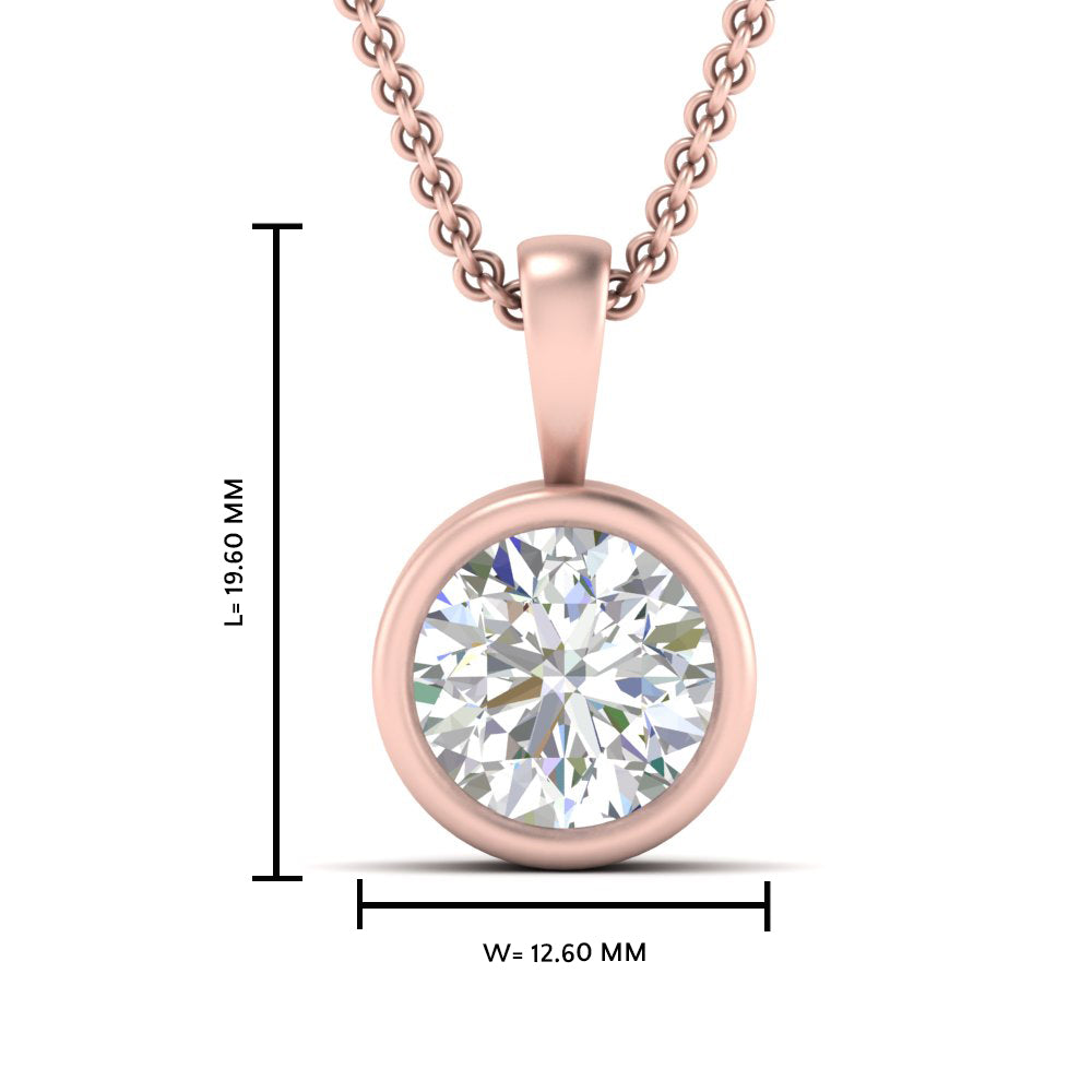 Round Lab Diamond Bezel Solitaire Pendant For Women