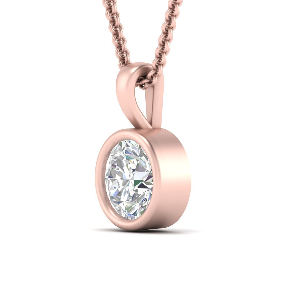 Round Lab Diamond Bezel Solitaire Pendant For Women