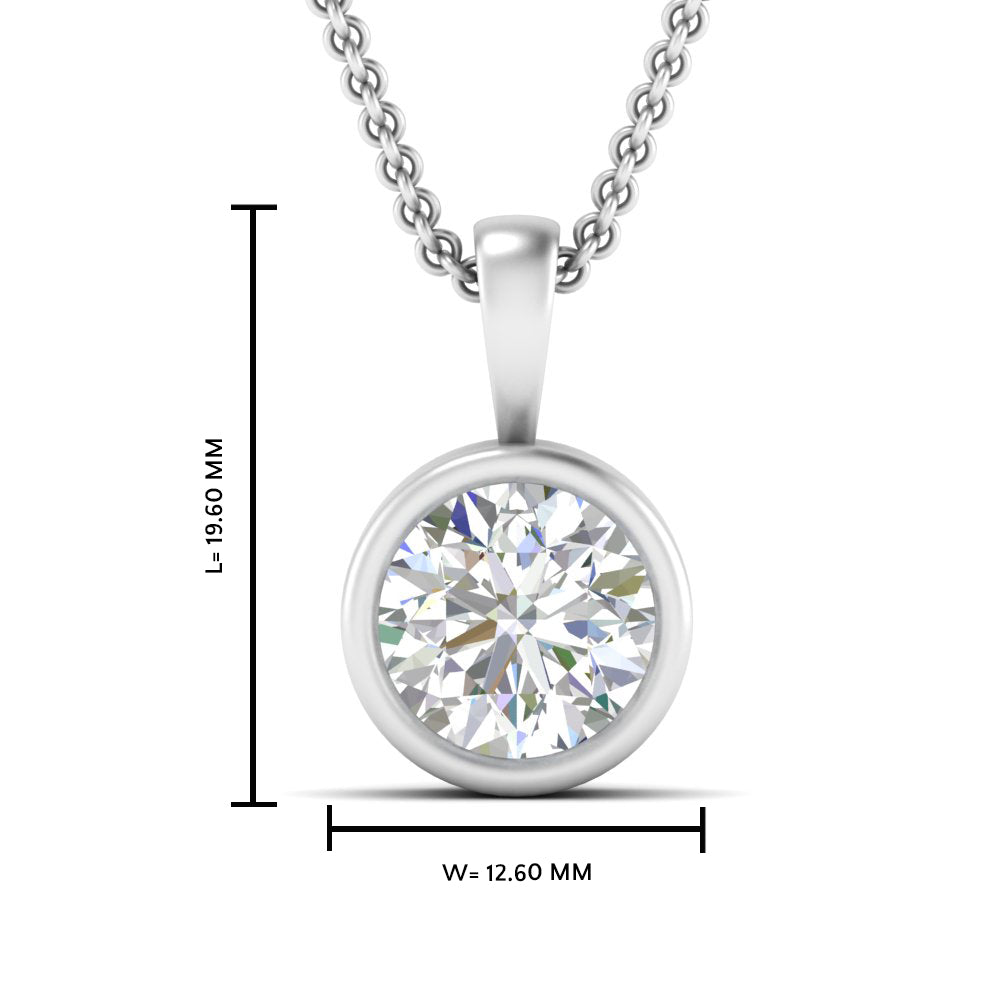 Round Lab Diamond Bezel Solitaire Pendant For Women