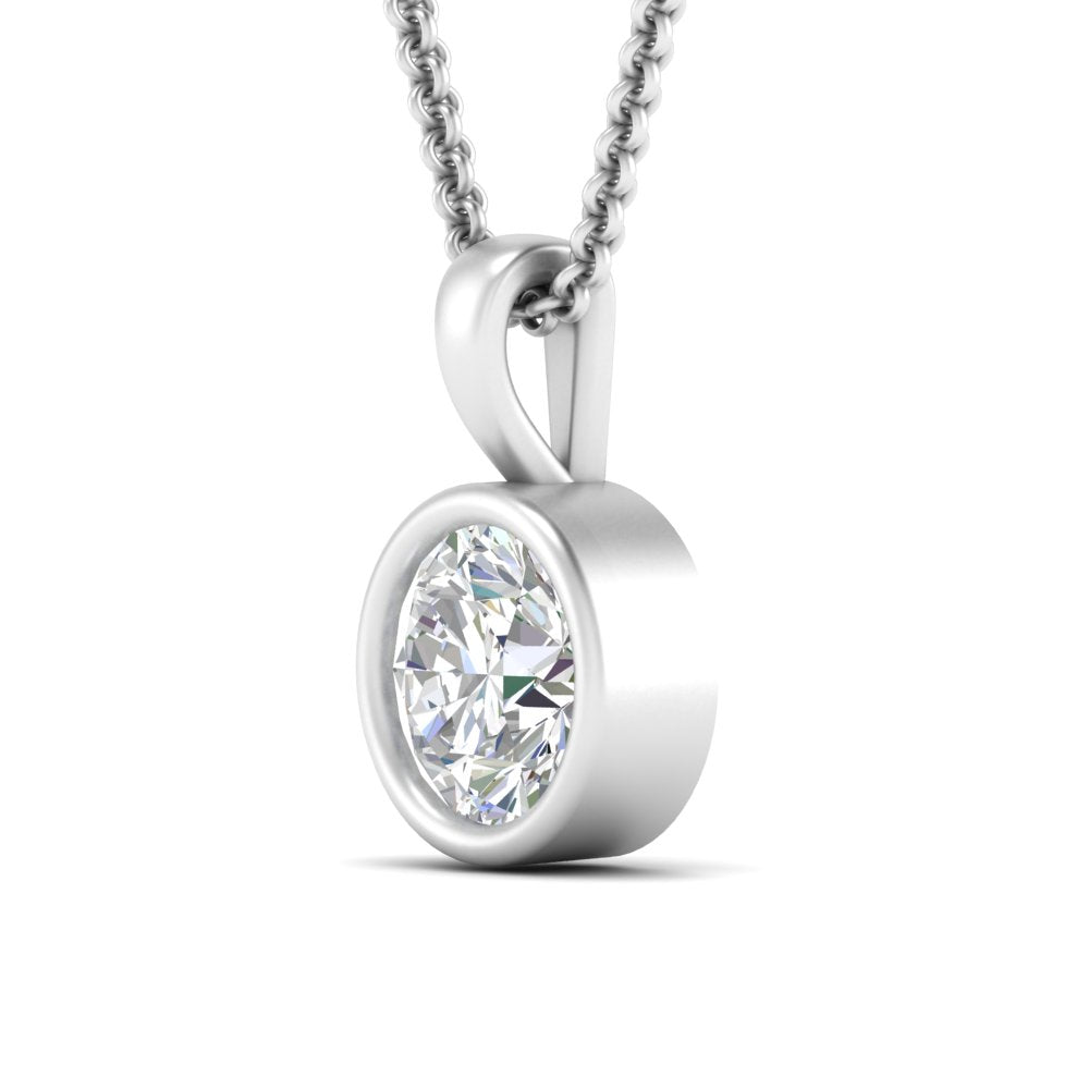 Round Lab Diamond Bezel Solitaire Pendant For Women