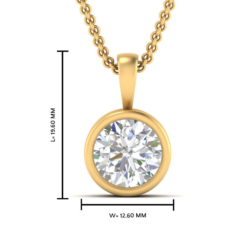 Round Lab Diamond Bezel Solitaire Pendant For Women