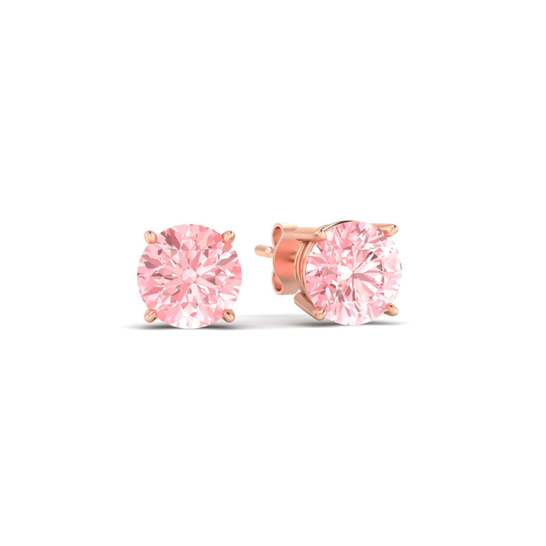 Fancy Lab Colored Diamond Round Cut Stud Earring
