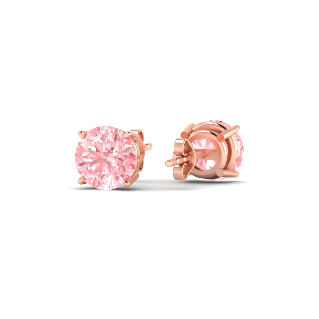 Fancy Lab Colored Diamond Round Cut Stud Earring