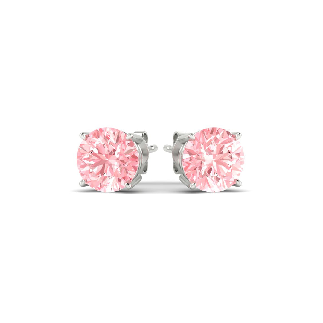 Fancy Lab Colored Diamond Round Cut Stud Earring