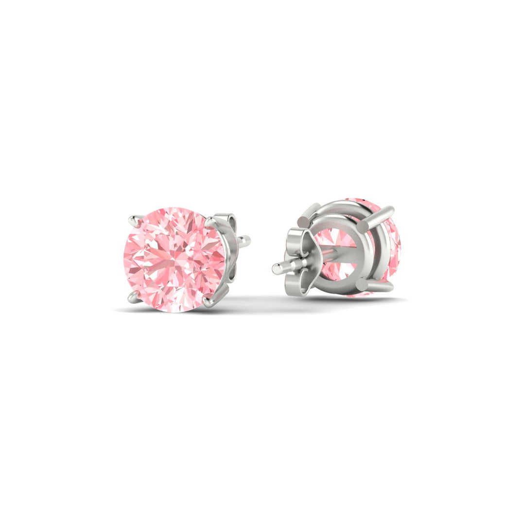 Fancy Lab Colored Diamond Round Cut Stud Earring