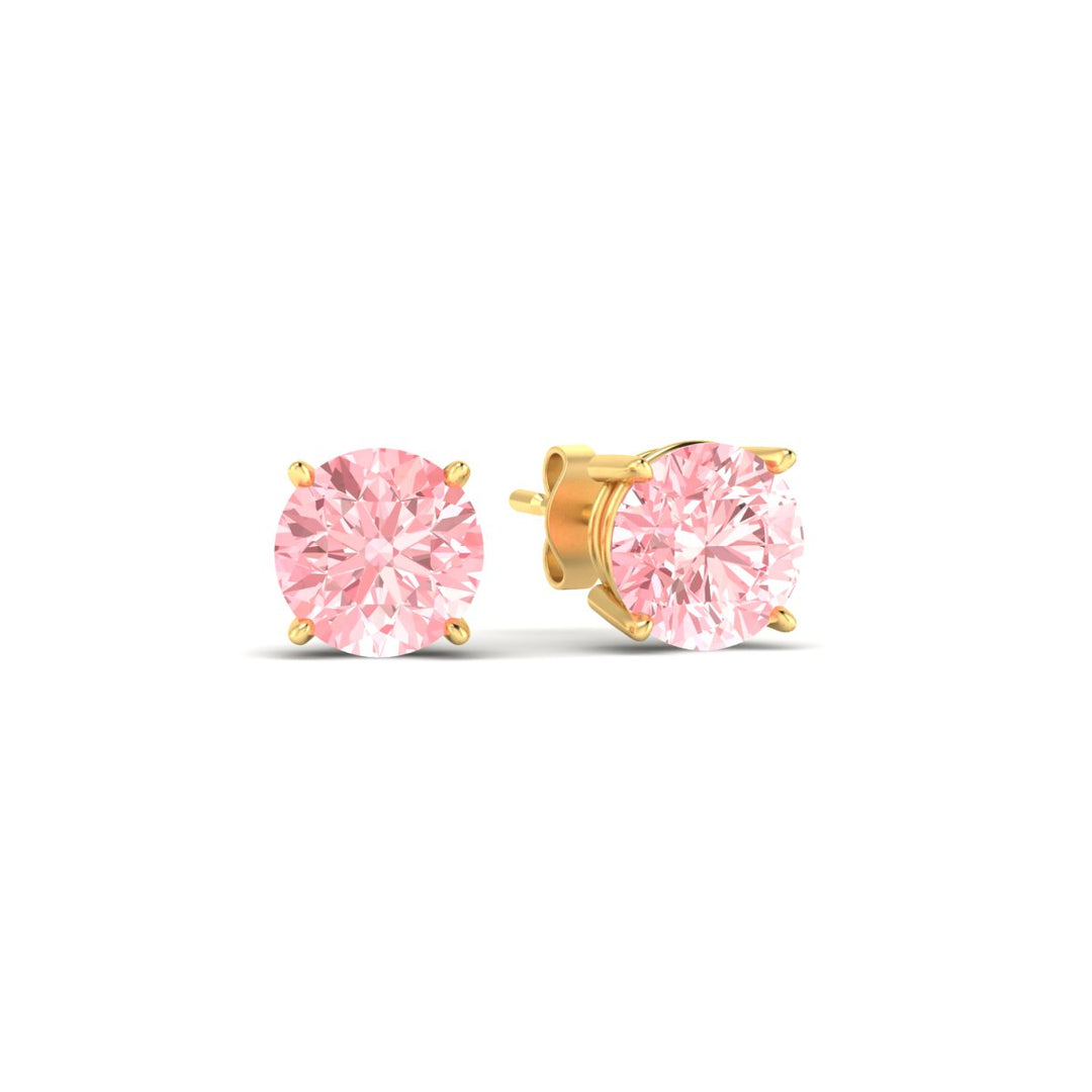 Fancy Lab Colored Diamond Round Cut Stud Earring