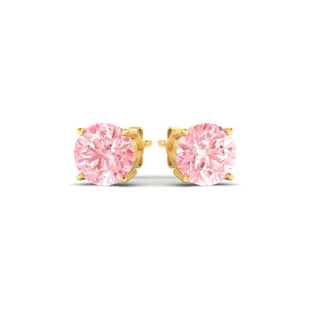 Fancy Lab Colored Diamond Round Cut Stud Earring