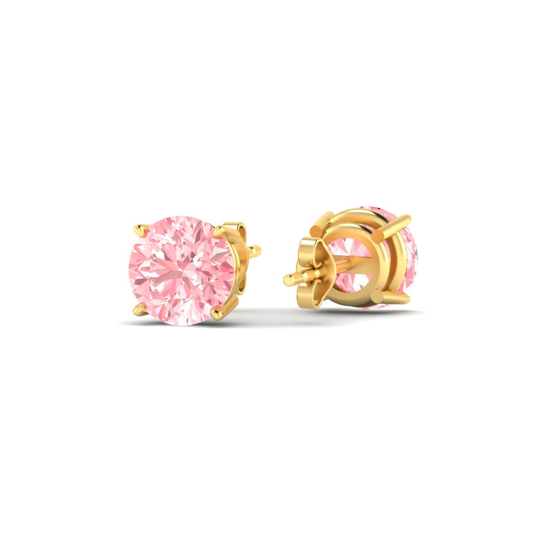 Fancy Lab Colored Diamond Round Cut Stud Earring