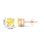 Load image into Gallery viewer, 5-carat-fancy-color-lab-grown-round-vivid-yellow-stud-earrings-in-rose-gold-fdear10411rogvyellowangle2-5.00ct-nl-rg-hw.jpg?v=1786968026