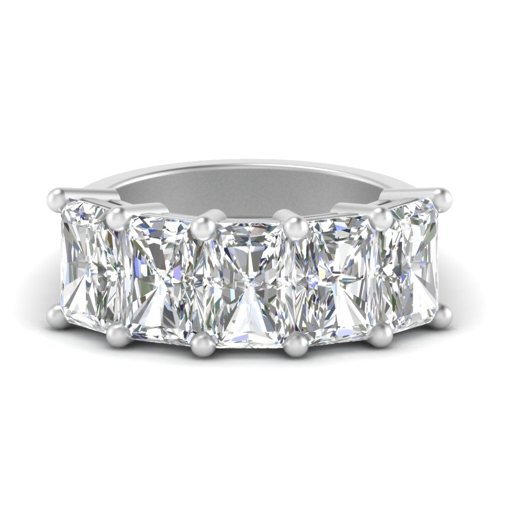 0.50 To 5 Ct Radiant Cut Lab Diamond Five Stone Wedding Band 14k Gold