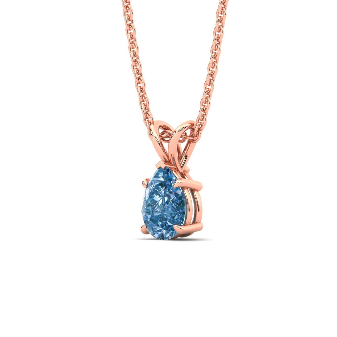 Color Lab Fancy Pear Shaped Diamond Solitaire Pendant