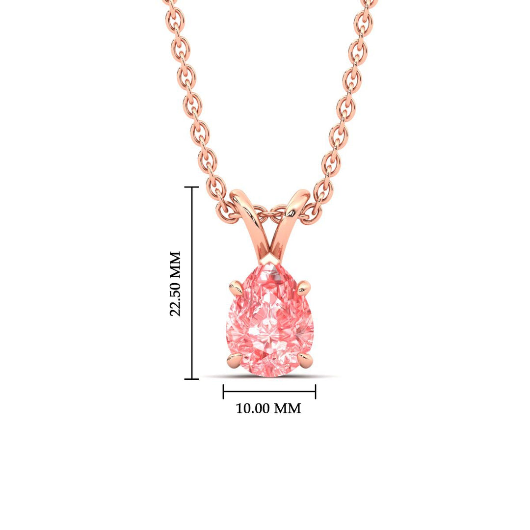 Color Lab Fancy Pear Shaped Diamond Solitaire Pendant