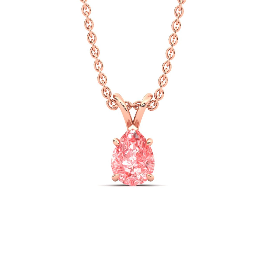 Color Lab Fancy Pear Shaped Diamond Solitaire Pendant