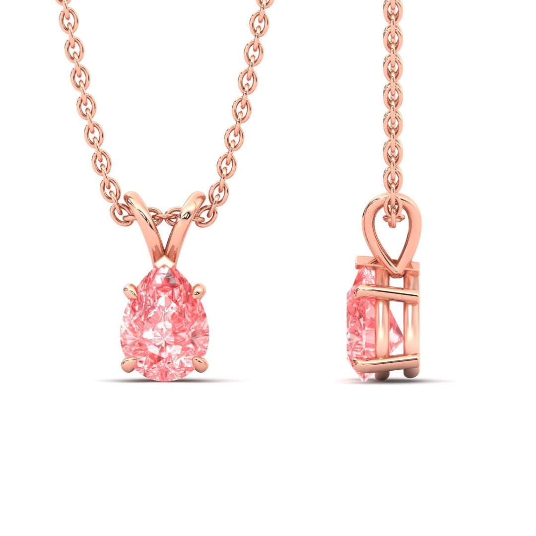 Color Lab Fancy Pear Shaped Diamond Solitaire Pendant