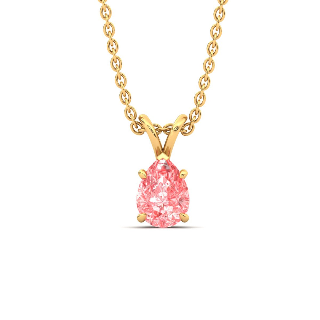 Color Lab Fancy Pear Shaped Diamond Solitaire Pendant
