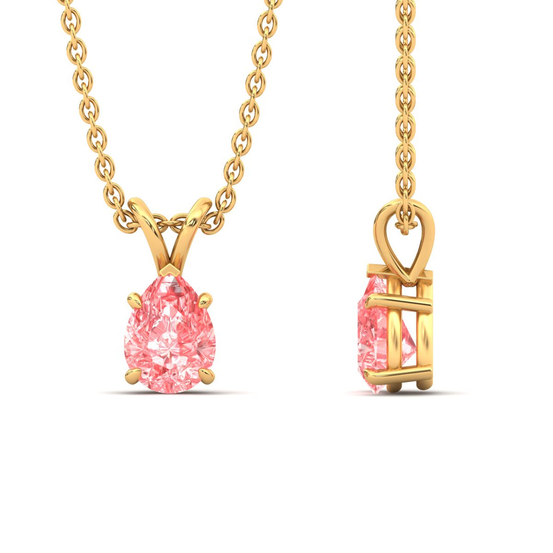 Color Lab Fancy Pear Shaped Diamond Solitaire Pendant