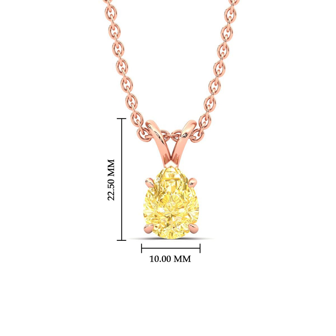 Color Lab Fancy Pear Shaped Diamond Solitaire Pendant