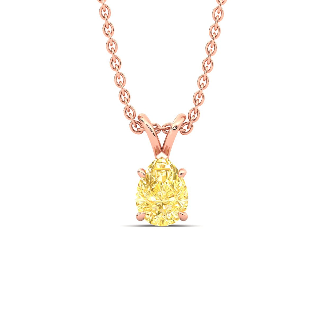 Color Lab Fancy Pear Shaped Diamond Solitaire Pendant