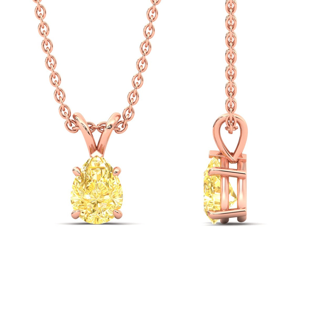 Color Lab Fancy Pear Shaped Diamond Solitaire Pendant