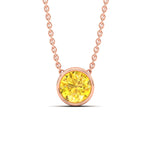 Load image into Gallery viewer, 5-ct-fancy-lab-grown-round-vived-yellow-bezel-stone-pendant-in-rose-gold-fdpd10538rogvyellowangle1-5.00ct-nl-rg.jpg?v=1785906888