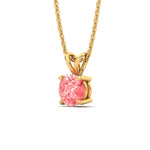 Load image into Gallery viewer, 5-ct-four-prong-fancy-lab-grown-round-vived-pink-stone-pendant-in-yellow-gold-fdpd8469rogvpinkangle2-3.00ct-nl-yg.jpg?v=1786081991