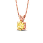 Load image into Gallery viewer, 5-ct-four-prong-fancy-lab-grown-round-vived-yellow-stone-pendant-in-rose-gold-fdpd8469rogvyellowangle2-3.00ct-nl-rg.jpg?v=1786082427