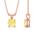 Load image into Gallery viewer, 5-ct-four-prong-fancy-lab-grown-round-vived-yellow-stone-pendant-in-rose-gold-fdpd8469rogvyellowangle3-3.00ct-nl-rg.jpg?v=1786082427