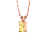 Load image into Gallery viewer, 5-ct-radiant-cut-fancy-lab-grown-vived-yellow-solitaire-necklace-in-rose-gold-fdpd8469ragvyellowangle2-5.00ct-nl-rg.jpg
