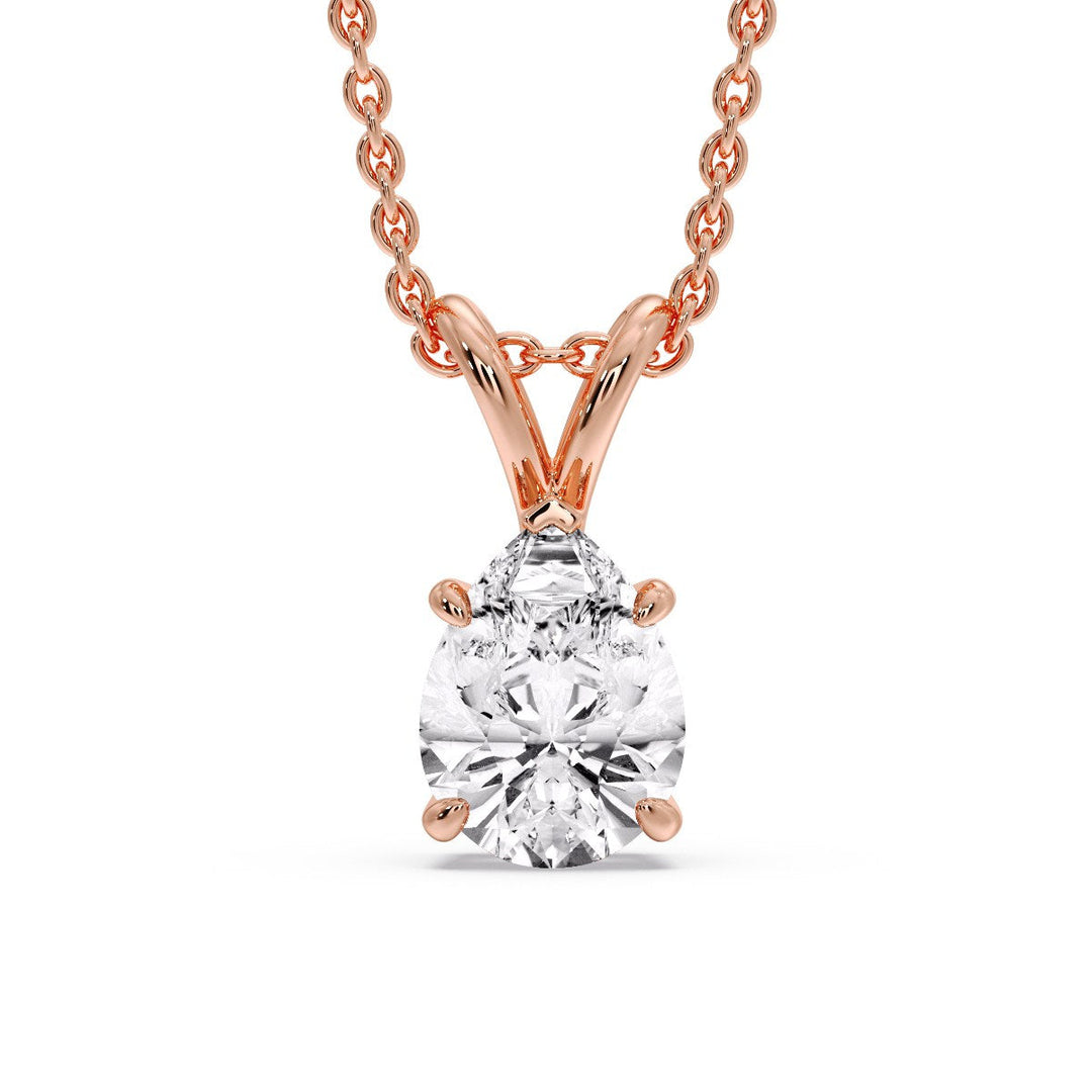 Color Lab Fancy Pear Shaped Diamond Solitaire Pendant