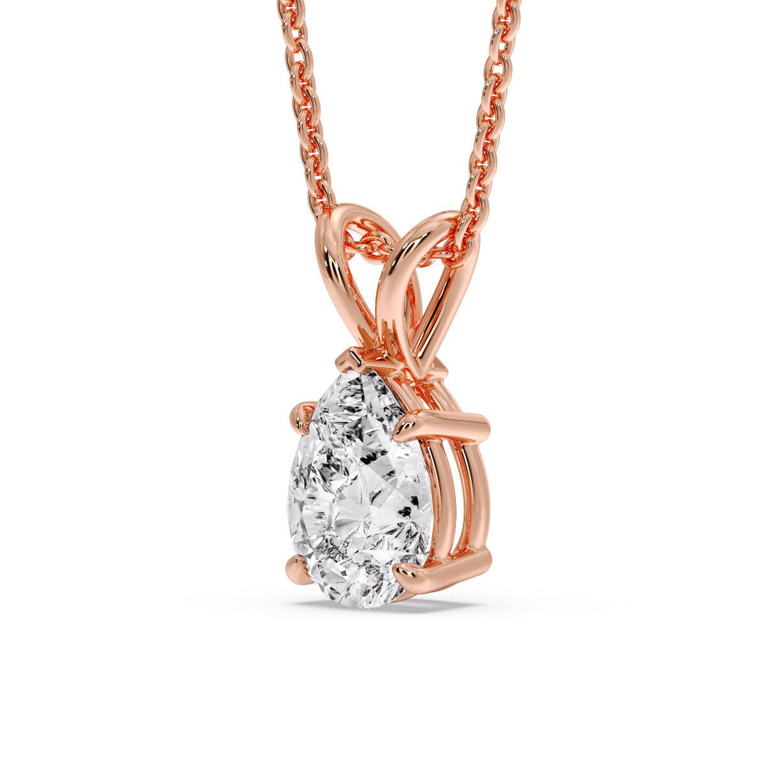 Color Lab Fancy Pear Shaped Diamond Solitaire Pendant