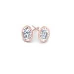 Load image into Gallery viewer, 0.50 To 5 Carat Lab Diamond Oval Stud Bezel Set Earring For Women 14K Gold
